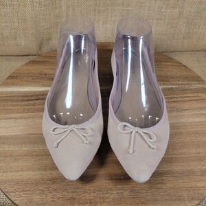 Talbots Flats Pointed Toe Suede Leather Bow Ballet Women 7.5M Pink Blush Neutral